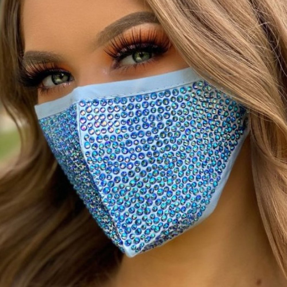 Blue Swarovski Crystal face mask blue Crystals